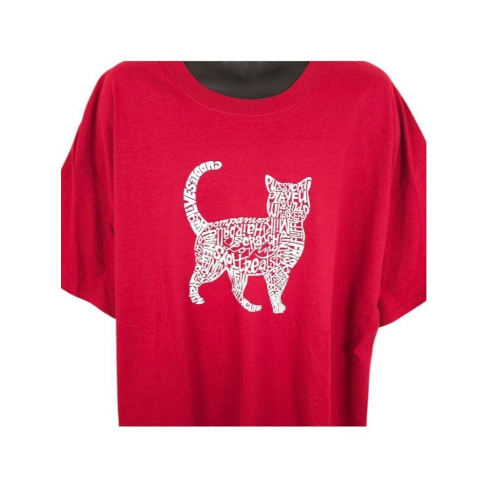 Cat T Shirt Mens Size 3XL Red Word Pop Art Tee